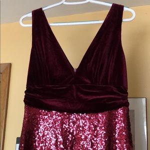 Burgundy and rose gold sequin dress